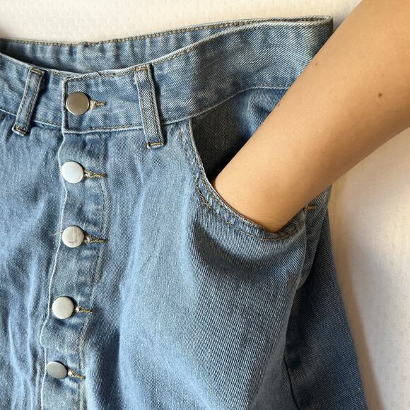 SHEIN Women Midi Skirt Size M Blue Denim Mermaid Button Front - Picture 8 of 10